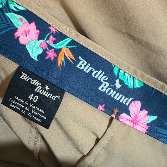 Birdie Bound Shorts Mens 40 Beige Khaki Chino Performance Stretch Golf Shorts - Picture 6 of 7